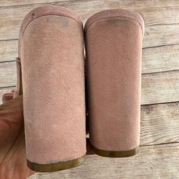 Kurt Geiger Jessika Open Toe Heels Sandals Sz 39/8.5 Blush Pink Bow Suede Mule - Picture 13 of 13